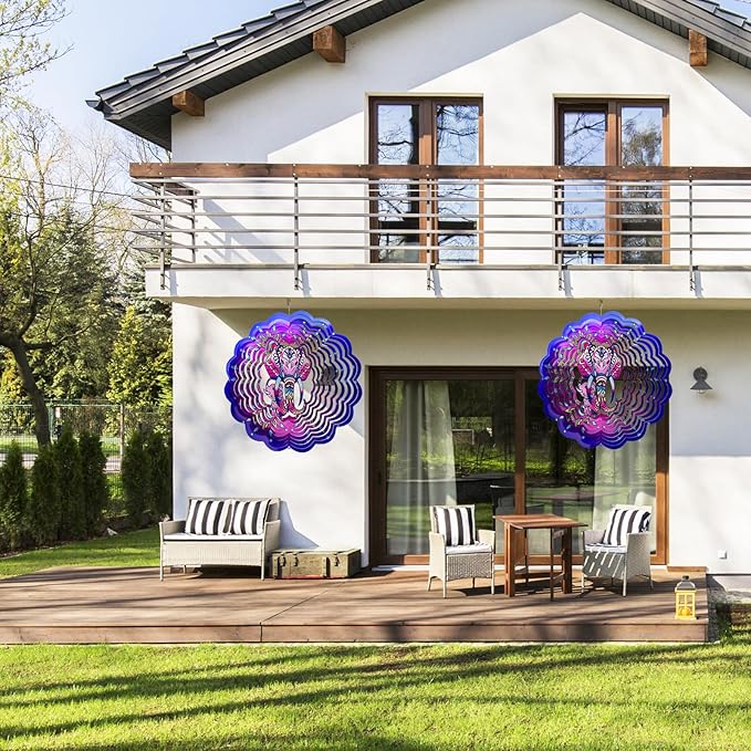 Elephant Wind Spinners 3D Hanging Wind Spinner Elephant Ornament Gifts for Women Mom Grandma,12inch Metal Wind Kinetic Sculpture for Outdoor&Indoor Decor, Yard Art, Garden Decoration