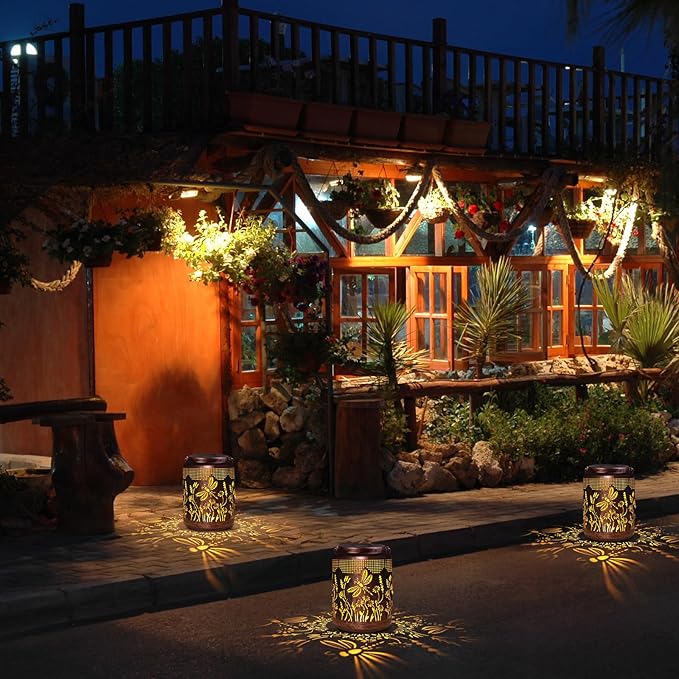 Fastrrugle Solar Lanterns Outdoor Waterproof Hanging Dragonfly Solar Lights Outdoor Decorations Gifts for Women Mom Grandma LED Lanterns Garden Decor Outside for Yard, Patio, Backyard, Porch