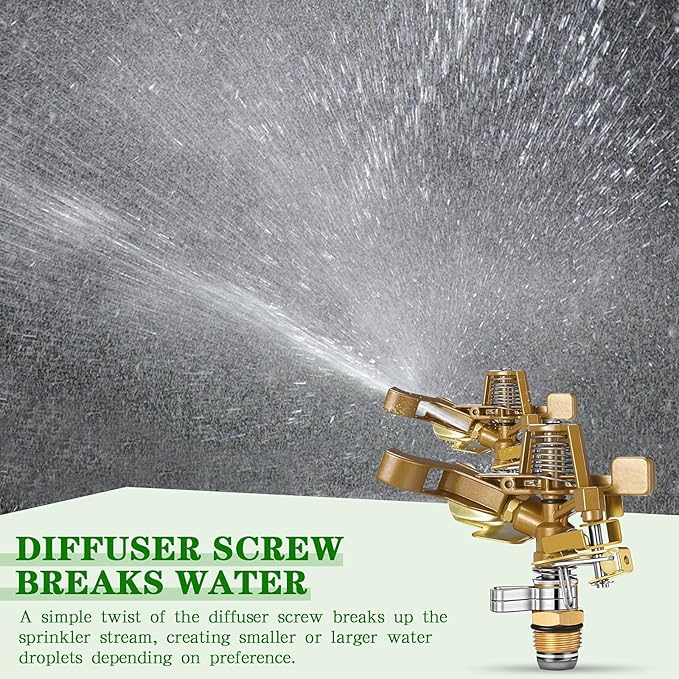 Ferraycle 20 Pieces 1/2 Inch Brass Impact Sprinkler Head with Nozzles Heavy Duty Adjustable 0-360 Degrees Impulse Sprinkler Head Lawn Watering for Yard Irrigation