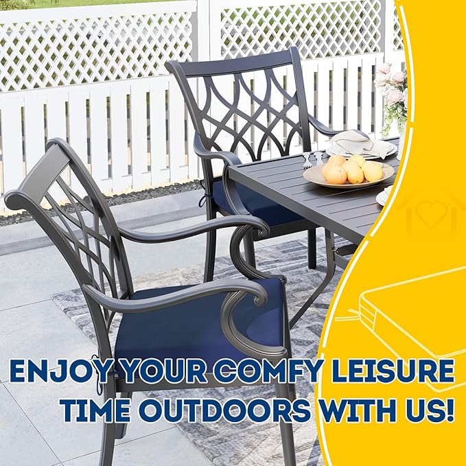 AAAAAcessories Outdoor Seat Cushions for Chairs, Waterproof, Fade-Resistant Patio Furniture Replacement Cushions, 18.5" x 16" x 3", Set of 4, Navy Blue