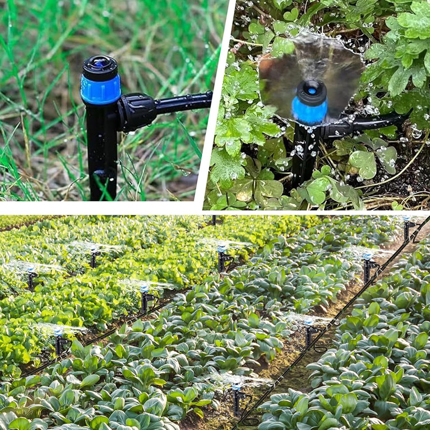 Adjustable Drip Irrigation Emitters Vortex: Fan Shape Water Flow Bubbler Stake Irrigation Dripper with Lock Barbed for 1/4 inch Tubing for Garden Watering System (50PK)