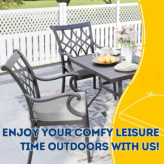 AAAAAcessories Outdoor Seat Cushions for Chairs, Waterproof, Fade-Resistant Patio Furniture Replacement Cushions, 17" x 16" x 2", Set of 2, Gray