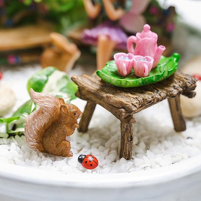 Fairy Garden Accessories Outdoor - Colorful Fairy Garden Starter Kit with a Fairy for a Garden and Miniature Furniture - 14 Piece Set