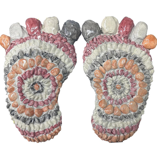 Garden Stepping Stones - Decorative Garden Stones for Patio, Deck, Garden or Sidewalk Faux Cobblestone Stepping Stones (Set of 2#A