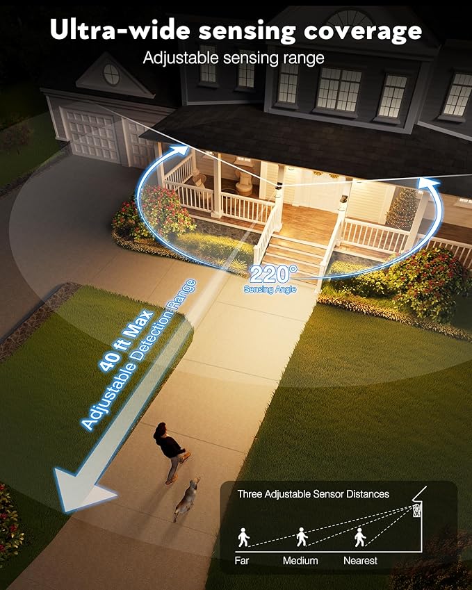 Distance-Adjustable Motion Sensor Outdoor Lights, Oil Rubbed Bronze Wall Mounting Porch Light, Waterproof Dusk to Dawn Exterior Lighting Fixtures Sconce, Anti-Rust Outdoor Lanterns for Porch