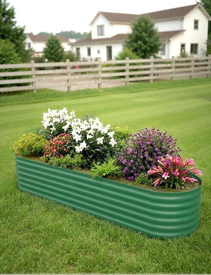 2 Pcs Raised Garden Beds Outdoor 8x2x1.5ft - Galvanized Steel Planter Box for Vegetables, Flowers, Rust-Resistant Garden Box, Easy Assembly Raised Beds, Durable Planters for Outdoor Plants, Green