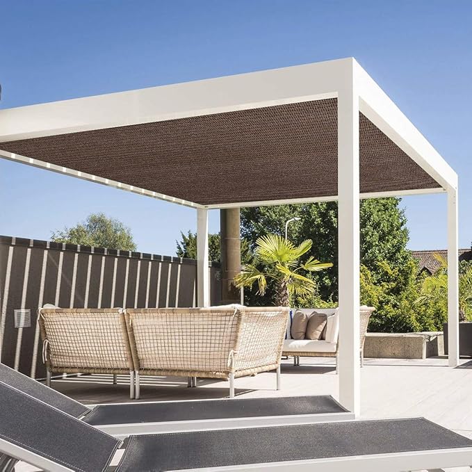 Eden's Decor Straight Flat-Edged Sun Shade Sail Rectangular 5' x 11' Brown UV-Blocking Outdoor Canopy Fabric Cloth Awning for Pergola Patio Garden Backyard Custom Size