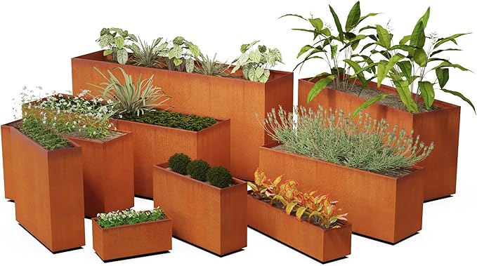 Extra Large Corten Steel Planter Box – 72"x18"x24" Rectangular Outdoor Metal Planter | Heavy Duty, Rust Patina Finish | Made in USA | Fully Assembled