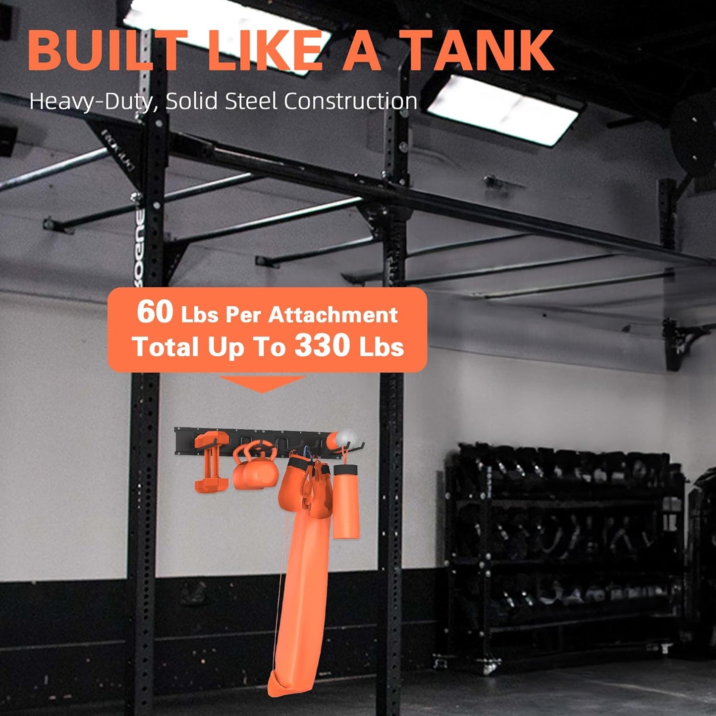 Garage Storage, Ultimate Wall-Mounted Garage Organizer for Men 32Inch, Heavy Duty 330lbs Tool Rack with Adjustable Metal Hooks Yard, Shed & Workshop Storage for Tools, Bikes, Snowboards Gift