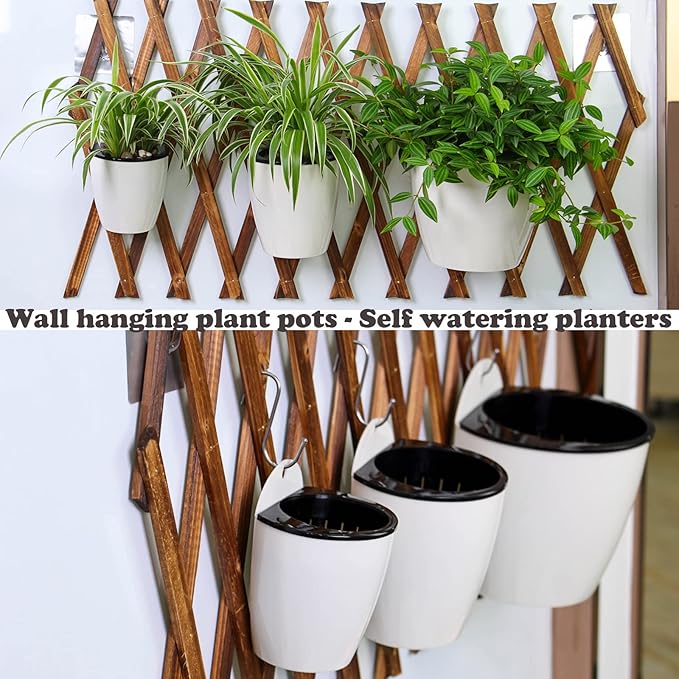 8 Packs 5" Plastic Self Watering Pots Wall Hanging Planters Wall Mounted Wicking Flower Pots for Indoor and Outdoor African Violet, Ocean Spider Plant, Orchid, White
