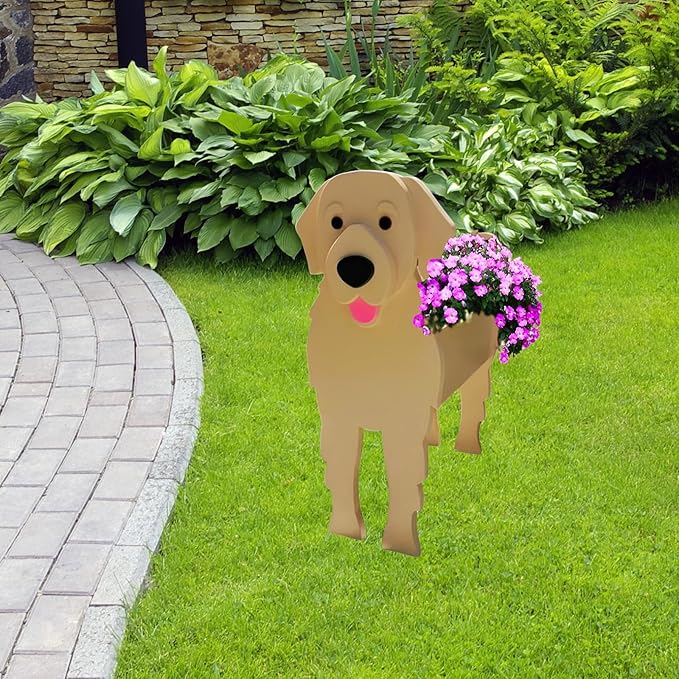 Golden Retriever Dog Planter Plant Pots,Cute Garden Dog Flower Planter,Large Dog Planters Birthday Gifts for Women,Office,Indoor/Outdoor Decor（9.84 * 8.66 * 17in）