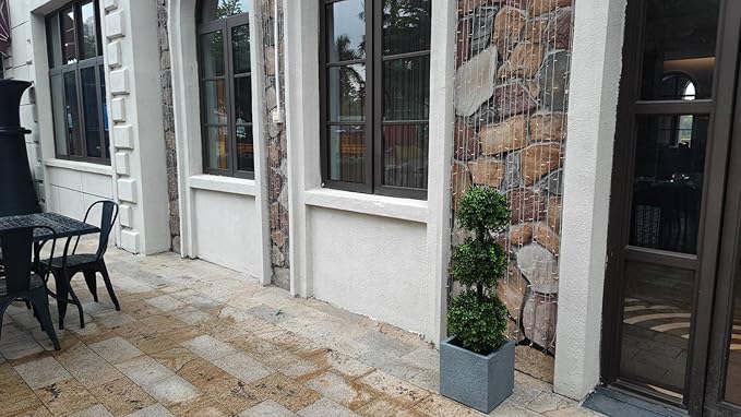 38''T Artificial Boxwood Topiary Triple Ball Outdoor Potted Plants Anti-UV Front Door Decor 2Pack