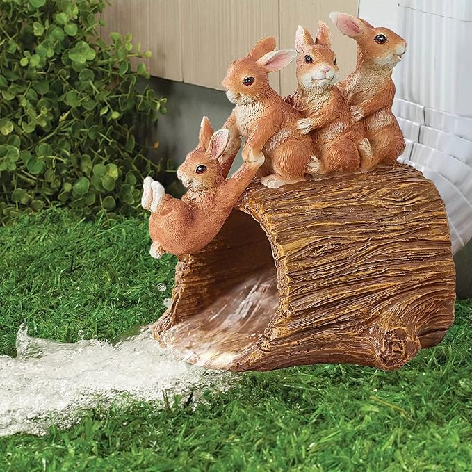 Decorative Gutter Downspout Extensions Statue, 3" x 4" Downspout Extender Outdoor Gutter Splash Block, Rabbit Decor Garden Gutter Guardian Sculpture, Garden Rain Downspout Diverter