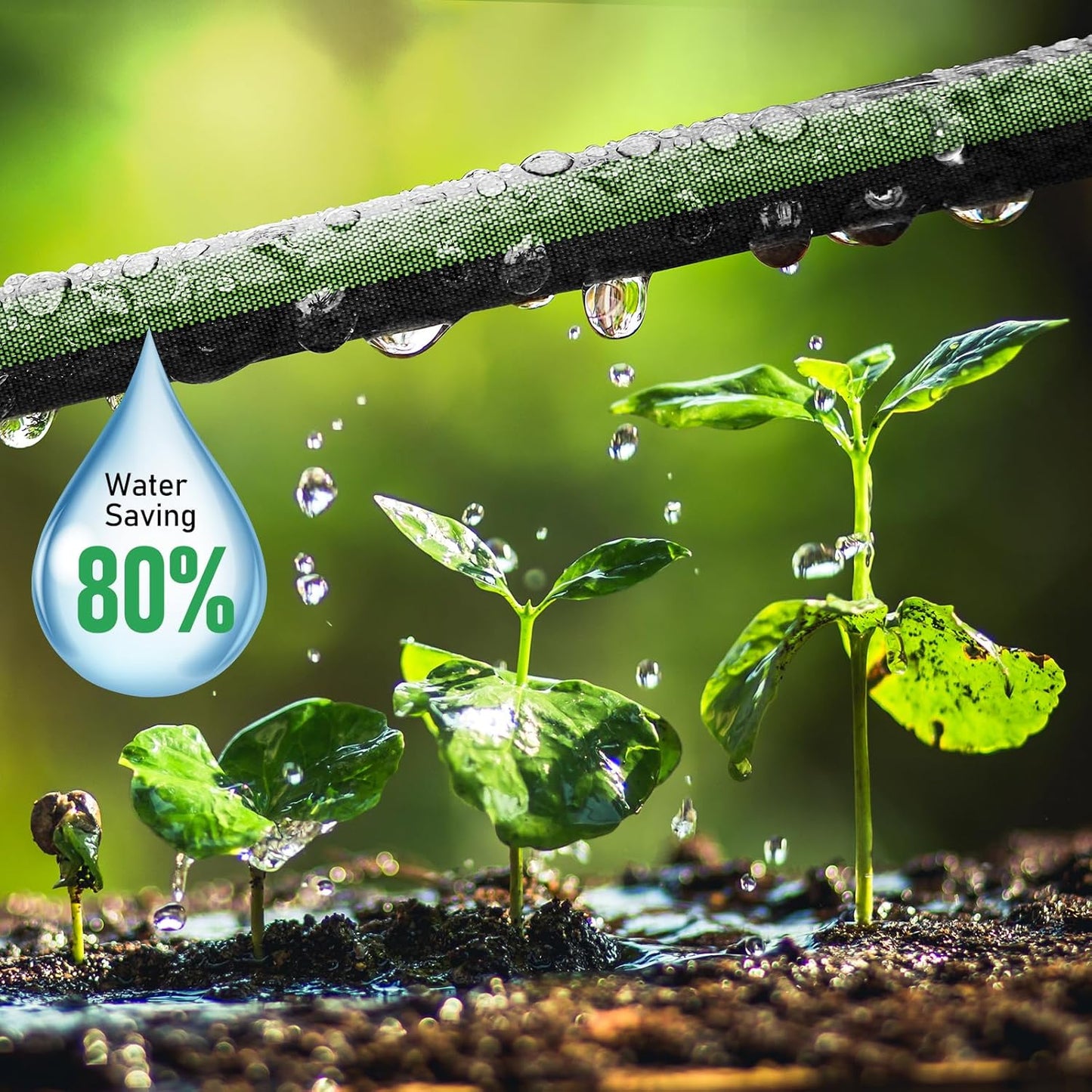 Flat Soaker Hose 200FT for Garden and Lawns, 80% Water-Saving Drip Irrigation Hose with Anodized Aluminum Ends, Flexible Leakproof Double Layer Gardening Hoses(50FT X 4Pack) ﻿