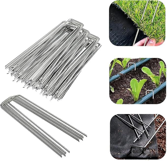 24 Pack Sturdy Garden Landscape Staples, 6 Inch Galvanized Steel Sod Pins Anti-Rust Stakes for Weed Barrier, Christmas Decorations and Landscaping Fabric.