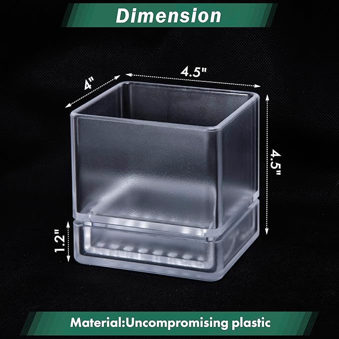 4 Inch Herb Planter Pot, Plastic Planter with Drainage Holes and Saucer, Modern Decorative Gardening Pot for Indoor Plants, Flowers, Herbs, Succulents, Clear, Set of 3, 76-Y-D-3