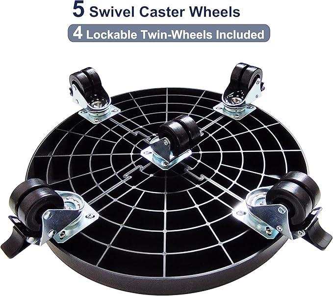 16 Inch Plant Caddy with Wheels Outdoor Indoor, Large Rolling Plant Stand for 500lb Heavy Duty Flower Pots, Round Plant Rollers Lockable Potted Planter Dolly, Black