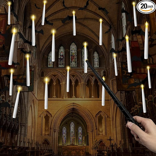 20pcs Flameless Candles with Wand, Hanging Window LED Candle, Battery Operated Warm Light Flickering Candle, Taper Candle Set for Christmas, Wedding, Birthday Party, Valentine's Day Gift