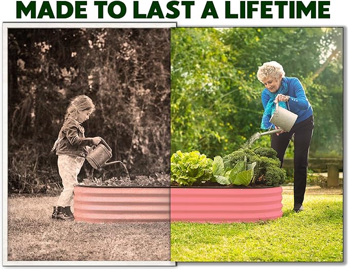 Galvanized Raised Garden Beds Outdoor // 4×2×1 ft (2-Pack) Planter Raised Beds for Gardening, Vegetables, Flowers // Large Metal Garden Box (Pink) // Patented Tool-Free Design