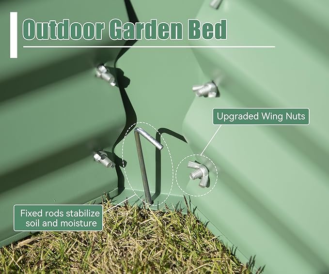 Domi Galvanized Raised Garden Bed, Outdoor Planter Garden Boxes Large Metal Planter Box for Gardening Vegetables Fruits Flowers, Green (6x3x1.5ft)