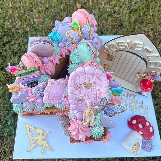 Fairy Garden Door Silicone Molds, Enchanted Vintage Gnome Home Window Door Fondant Molds, Mushroom Flower Leaf Chocolate Baking Molds for Cake Decoration Cupcake Topper Candy Clay Resin
