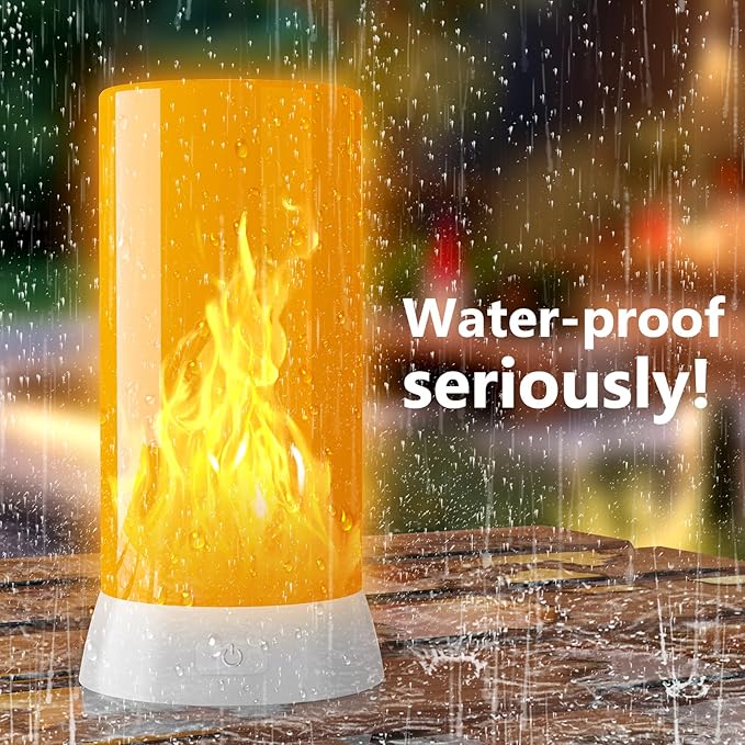 2PCS LED Flame Light, USB Rechargeable Flame Lamp with Remote & Timer, Waterproof Dimmable Flameless Candles Light for Home Party Garden Camping Halloween Christmas Decoration
