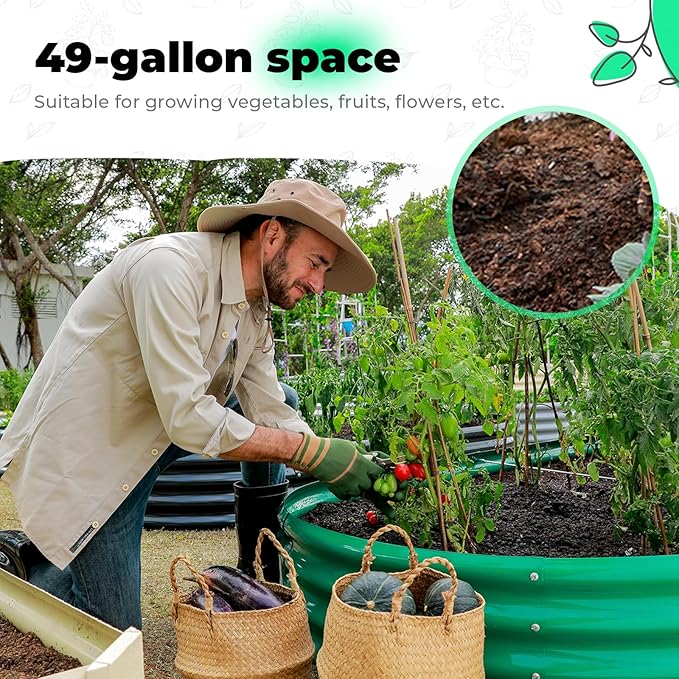 Galvanized Raised Garden Bed Kit, Oval Large Metal Planter Box, Sturdy and Durable, Garden Boxes Outdoor Raised for Vegetables, Fruits, Flowers and Herbs, 4x2x1ft (Silver)