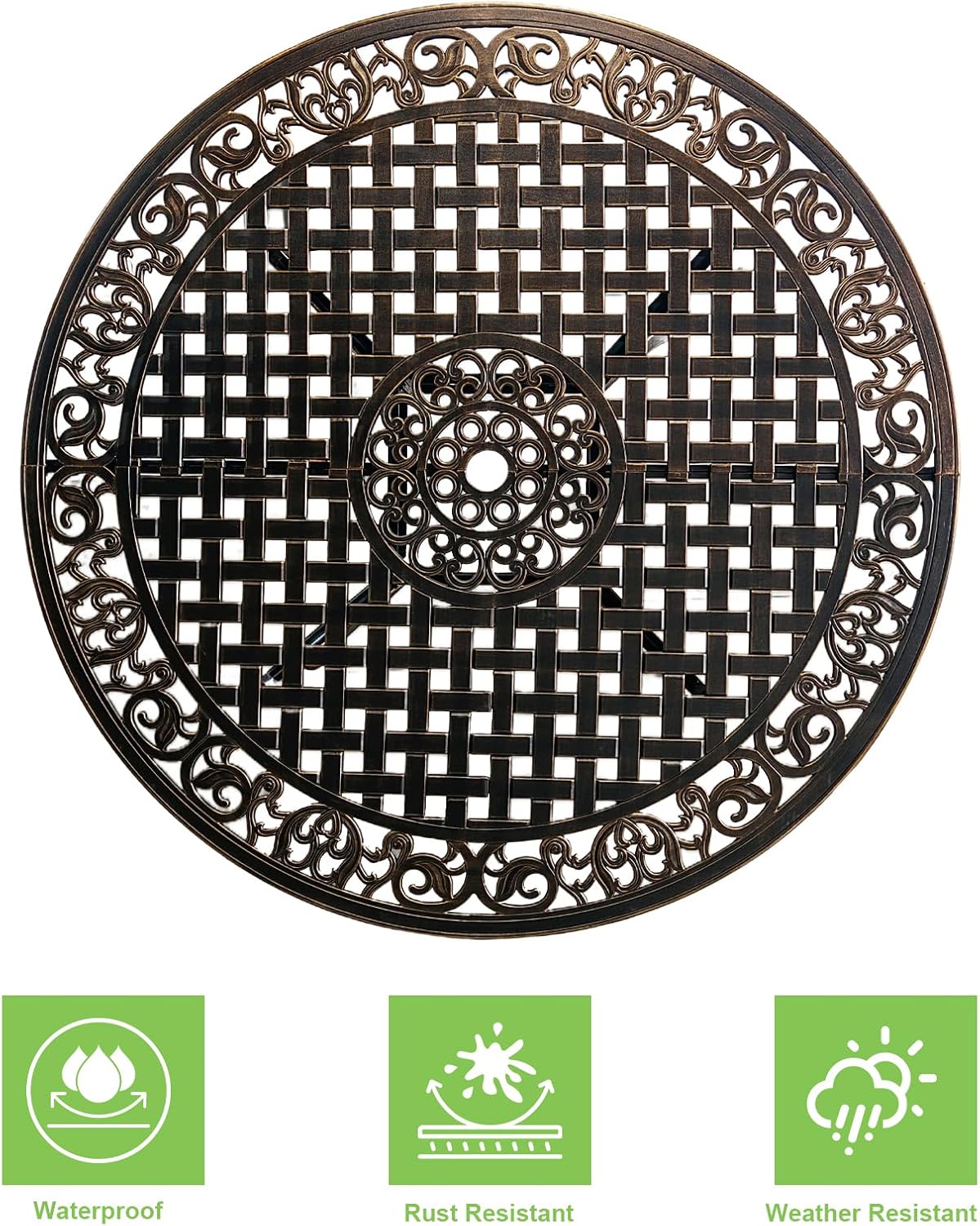 5 Piece Patio Dining Set, All-Weather Metal Outdoor Table and Chairs Set of 4, Cast Aluminum Patio Furniture Set for Patio, Garden, Backyard, Balcony