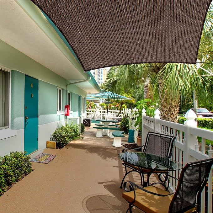 Eden's Decor Straight Flat-Edged Sun Shade Sail Rectangular 12' x 22' Brown UV-Blocking Outdoor Canopy Fabric Cloth Awning for Pergola Patio Garden Backyard Custom Size