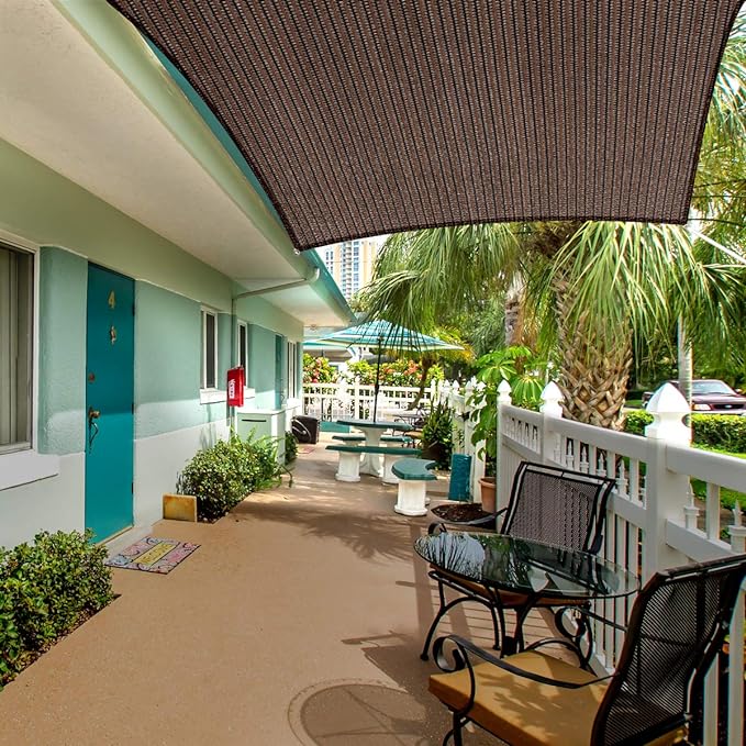 Eden's Decor Straight Flat-Edged Sun Shade Sail Rectangular 6' x 16' Brown UV-Blocking Outdoor Canopy Fabric Cloth Awning for Pergola Patio Garden Backyard Custom Size