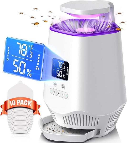 Fruit Fly Traps for Indoors, Fooxem Gnat Traps for House Indoor Fly Trap Indoor, Effective Fruit Fly Traps Bug Zapper Indoor Mosquito Trap for House Plant Pest Control with 10 Sticky Boards