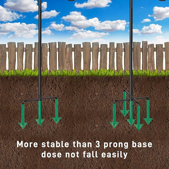 Adjustable Shepards Hooks for Outdoor 36Inches with5Prong Base,Shepherds Hooks for Outdoor,Stand Pole for Humming Bird Feeder for Hanging Solar Lights,Mason Jar,Outdoor Garden Wedding Decor(36in-2pcs)