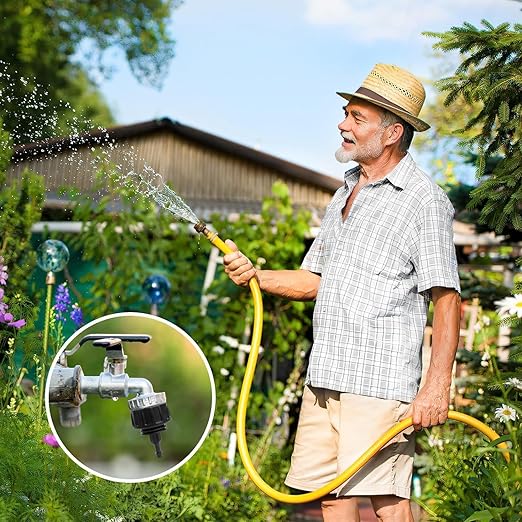 6 PCS 1/4 Inch Drip Irrigation Hose Connector, Drip Irrigation Tubing Fittings Convert 3/4" Garden Hose to 1/4" Drip Tubing, Faucet to Garden Hose Adapter Drip System Parts for Irrigation Kits(Black)