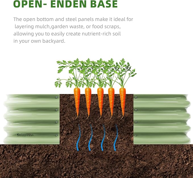 DaisyVibe Raised Garden Bed Kit, Planter Raised Garden Boxes Outdoor, Oval Large Metal Raised Garden Beds for Vegetables Flowers (Green, 8ftx2ftx1ft)