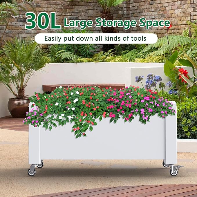 Elevated Raised Garden Bed with Legs,Outdoor Large Resin Patio Planter Box Stand Divisible with Drain Plug,Water Monitor for Plants Vegetables Flowers Fruits(Ashen)