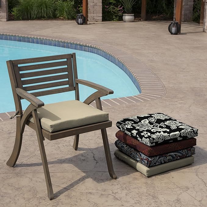 Arden Indoor/Outdoor Seat or Rocking Chair Cushion, 19 x 18, Water Repellent, Rain Proof, Fade Resistant Cushion for Rocking or Dining Chairs Tan Leala