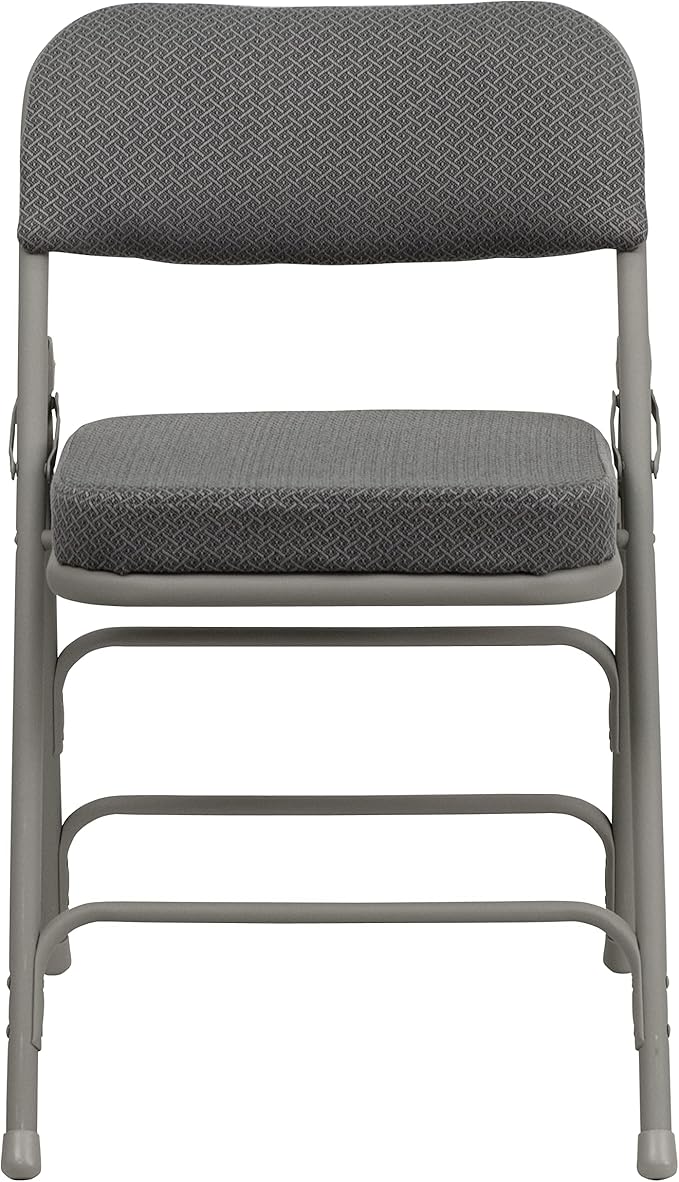 Flash Furniture Hercules Series Metal Folding Chairs with Cushioned Seats, Fabric Upholstered Event Chairs, Set of 2, Gray