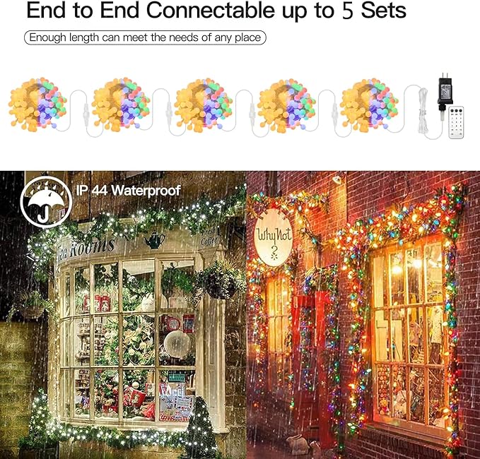 Globe String Lights 65.6 Feet 150 LED,Plug in Fairy String Lights with Remote Timer Extendable, 11 Modes Indoor Outdoor Color Changing Lights for Wedding Bedroom Classroom Patio Garden