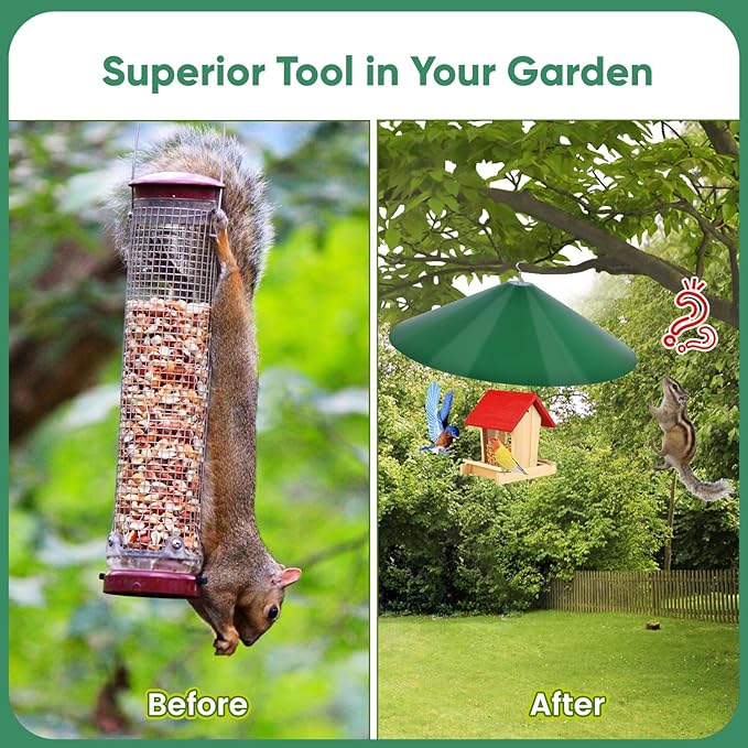 24-inch Large Outdoor Squirrel Baffles for Bird Feeders Pole, Two Way Use, Green Color