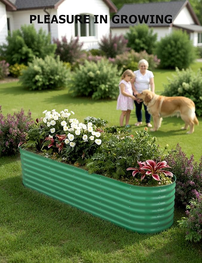 8x2x1.5ft Raised Garden Bed,Galvanized Raised Planter Boxes Outdoor with Easy Assembly, Large Garden Bed for Vegetables, Fruits, Flower,Raised Garden Bed,Green