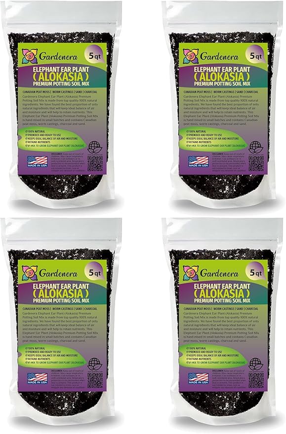 Elephant Ear Plant Potting Mix - High-Performance Formula for Robust Growth and Striking Foliage - 20 Quart