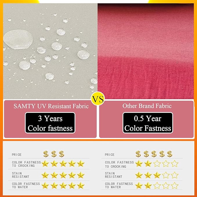 18 x 18 Inch Outdoor Chair Cushions for Patio Furniture, UV Resistant Non Slip Waterproof Replacement Patio Seat Cushion with Ties Set of 2, Khaki