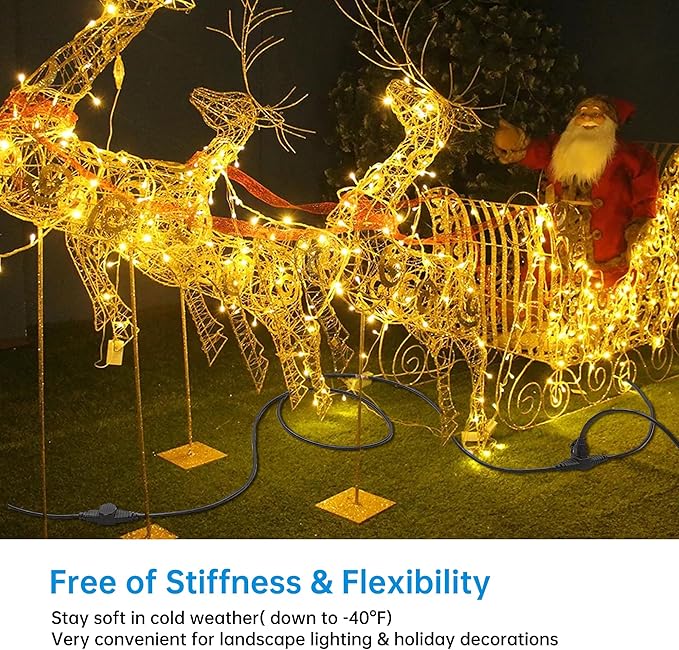 50FT 16 Gauge Power Extension Cord,7 Spaced Outlet Cable.Multi Outdoor Evenly-Spaced Plugs,Power Cord Splitter,Ideal for Holiday Decoration and Christmas Light,ETL Listed