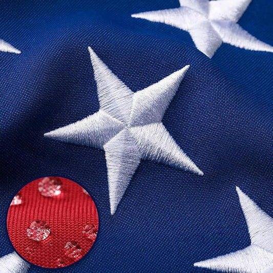 American Flag 2.5x4 Ft Deluxe Water Resistant Series Made From Heavy Duty Super Tough Spun Polyester/Embroidered Stars/Sewn Stripes/Brass Grommets,US Flags Perfect for Outside