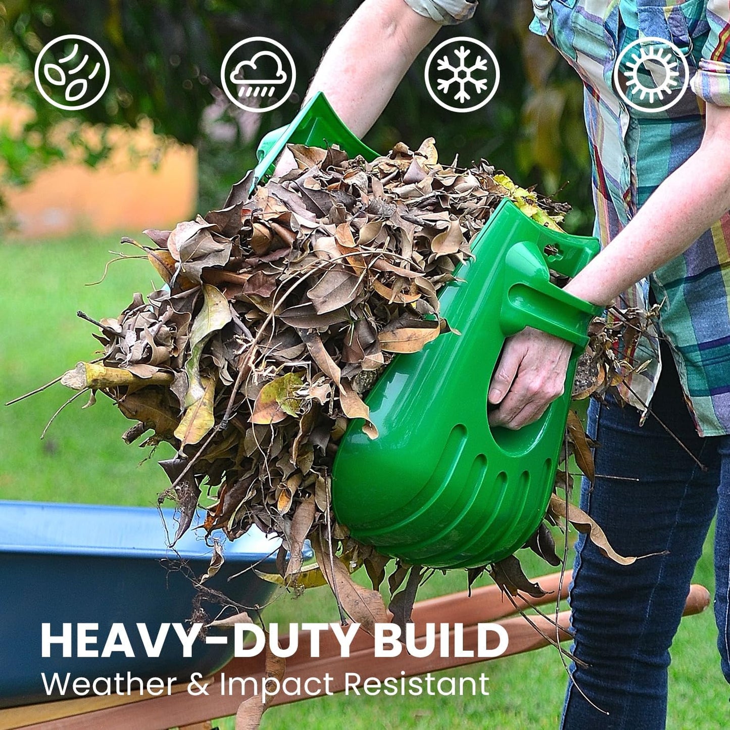 GARDEASE Leaf Scoops: Ergonomic, Large Hand Held Rakes for Fast Leaf & Lawn Grass Removal (1 Pair)