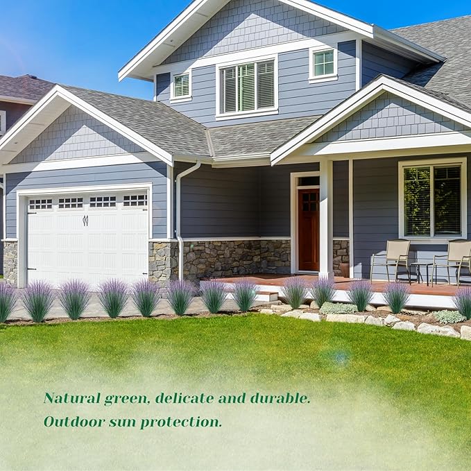 100Pcs Artificial Grass Plants, Faux Shrubs Wheat Grass, Artificial Tall Fake Plants for Outdoor Decor, Greenery Stems Weed for Room Indoor Home Decor（Green Purple Tail）