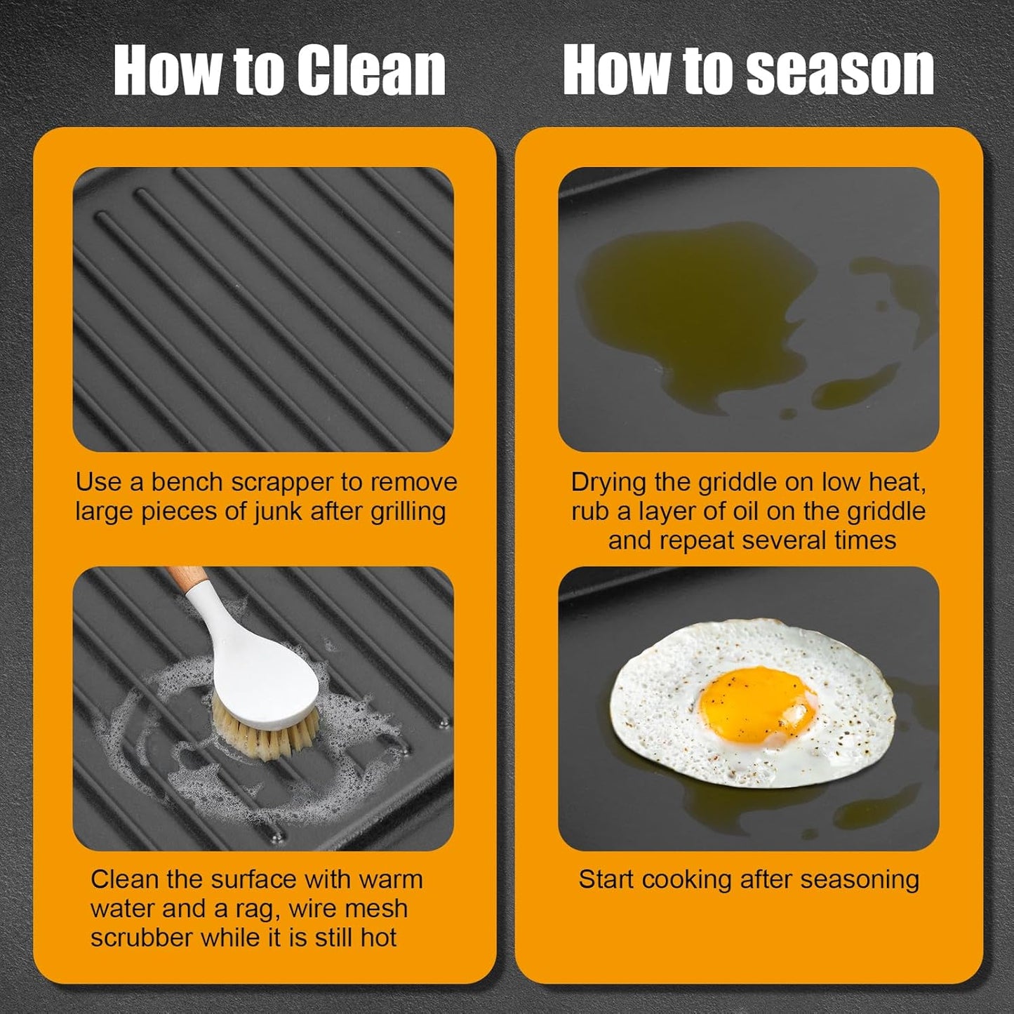 2-in-1 Reversible 15” x 12.8” Pre-Seasoned Cast Iron Cooking Griddle for Gas Stove/Charcoal/Electric/Propane/Gas Grill, Flat Griddle Top Plate for Broil King Crown and Signet Series Grill