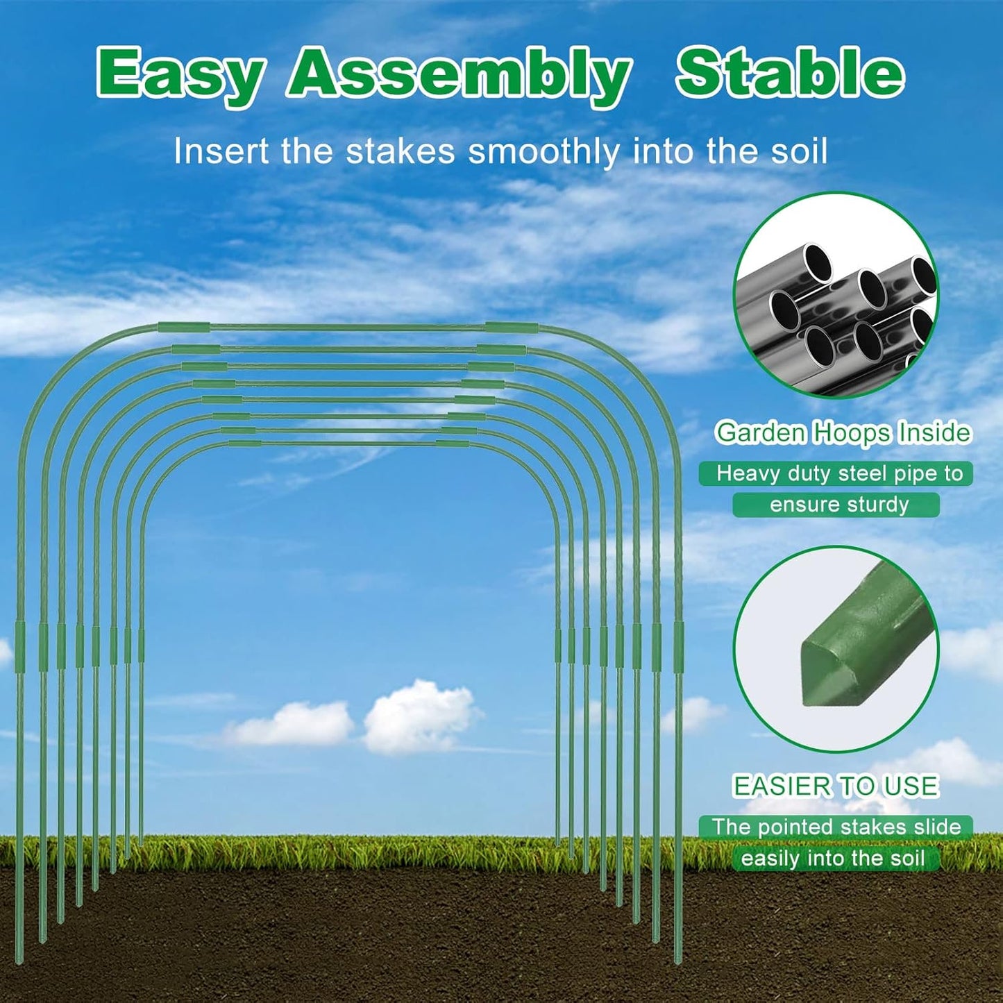 Greenhouse Hoops for Raised beds ,8 Sets Garden Hoops of 41.3'' x 31.5'' Detachable Rust-Free Garden Tunnel for Garden Fabric,Garden Hoops Grow Tunnel, DIY Plant Support Garden Stakes