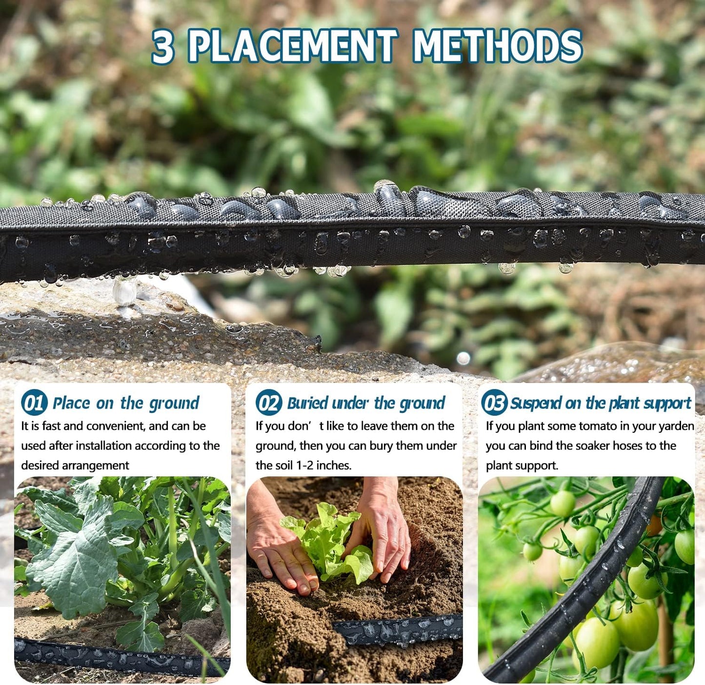 4 Pack Flat Soaker Hose 10FT for Garden Beds,Short Soaker Hose for Efficient & Effective Watering of Plants – Short Irrigation Drip Hose Easy to Install (10FT 4Pack)