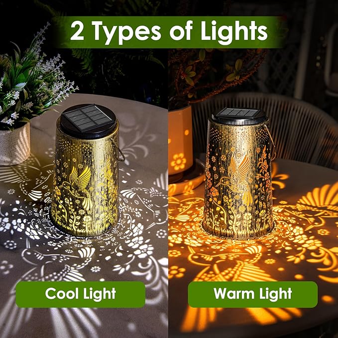 Hummingbird Outdoor Solar Lights for Yard, Hanging Solar Lanterns Outdoor Waterproof, Garden Decor Christmas Gifts for Mom Women Grandma, Hanging Decoration Outside for Yard, Patio, Porch, Lawn